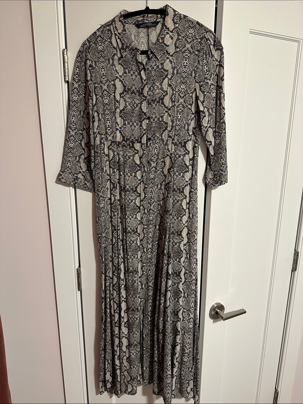 Zara Snake Print Button-Front Maxi Dress - Black & White